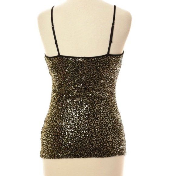 Express Gold and Black Sequin Camisole Tank Top - Picture 4 of 16